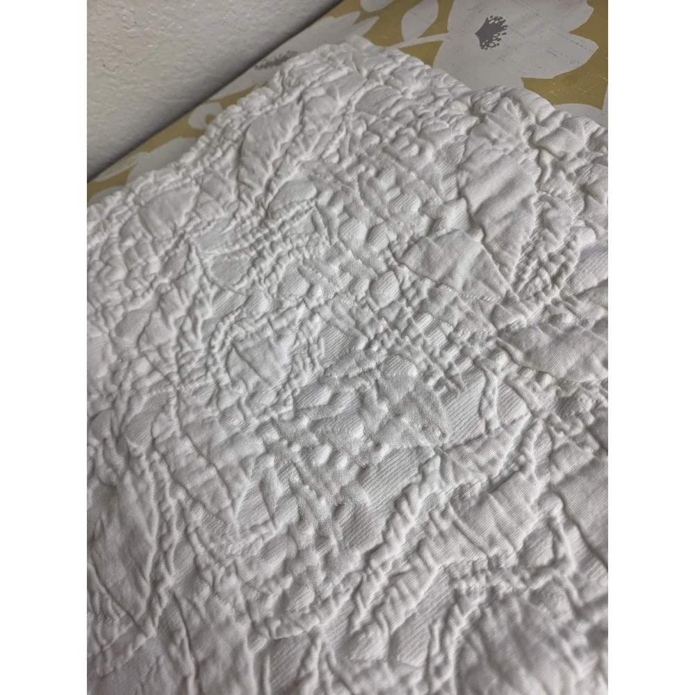 Potterybarn Belgain Flax Linen 1 euro Floral Stitch Quilted sham 26x26